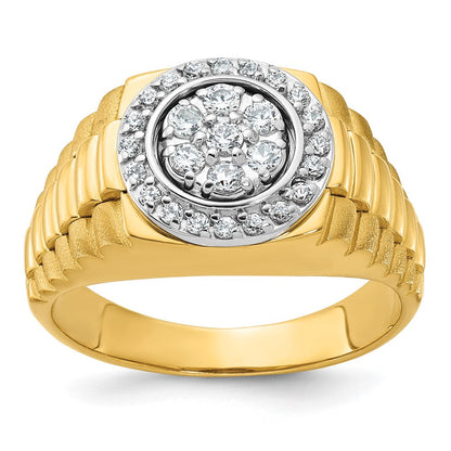 14k Two-tone Gold Men's 1/2 carat Diamond Complete Ring