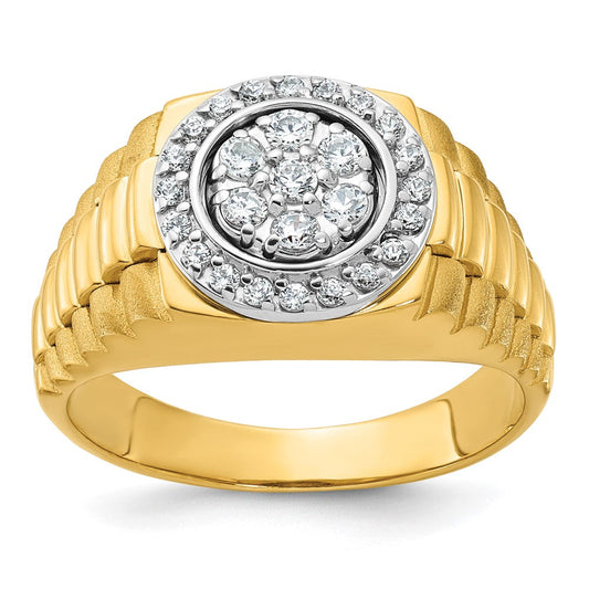 14k Two-tone Gold Men's 1/2 carat Diamond Complete Ring