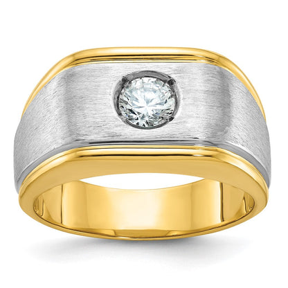 14k Two-tone Gold Men's Polished and Satin Diamond Ring Mounting