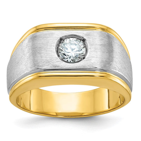 14k Two-tone Gold Men's Polished and Satin Diamond Ring Mounting