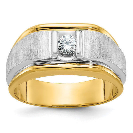 14k Two-tone Gold Men's Polished and Satin Diamond Ring Mounting