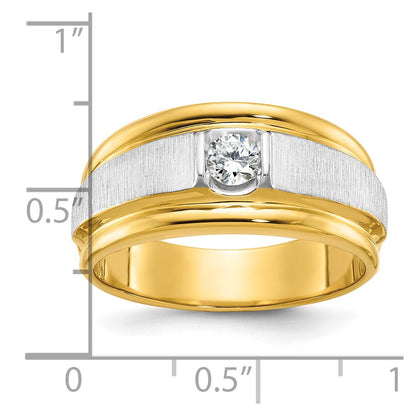14k Two-tone Gold Men's Polished and Satin Diamond Ring Mounting