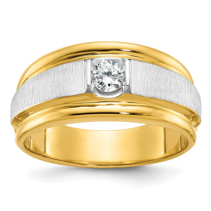 14k Two-tone Gold Men's Polished and Satin Diamond Ring Mounting