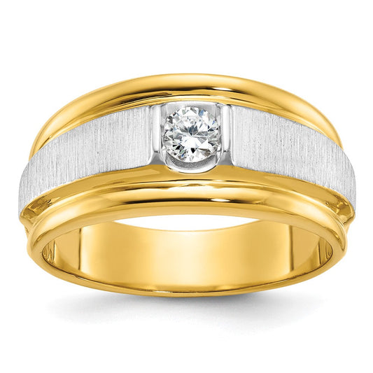 14k Two-tone Gold Men's Polished and Satin Diamond Ring Mounting