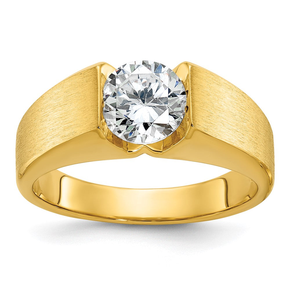 14k Yellow Gold Men's Polished and Satin Diamond Ring Mounting