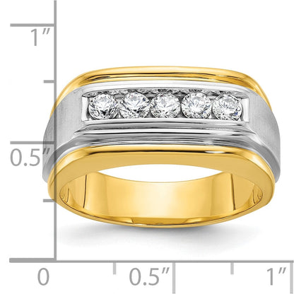 14k Two-tone Gold Men's Polished and Satin Diamond Ring Mounting