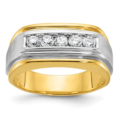 14k Two-tone Gold Men's Polished and Satin Diamond Ring Mounting