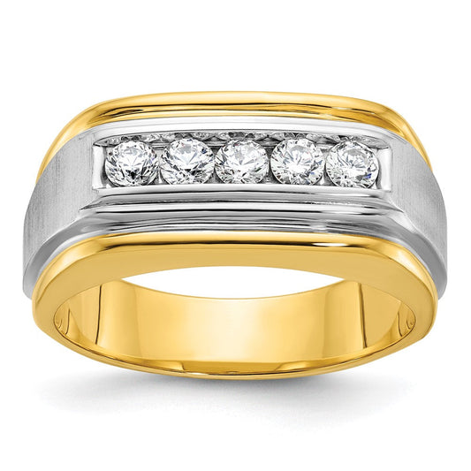 14k Two-tone Gold Men's Polished and Satin Diamond Ring Mounting
