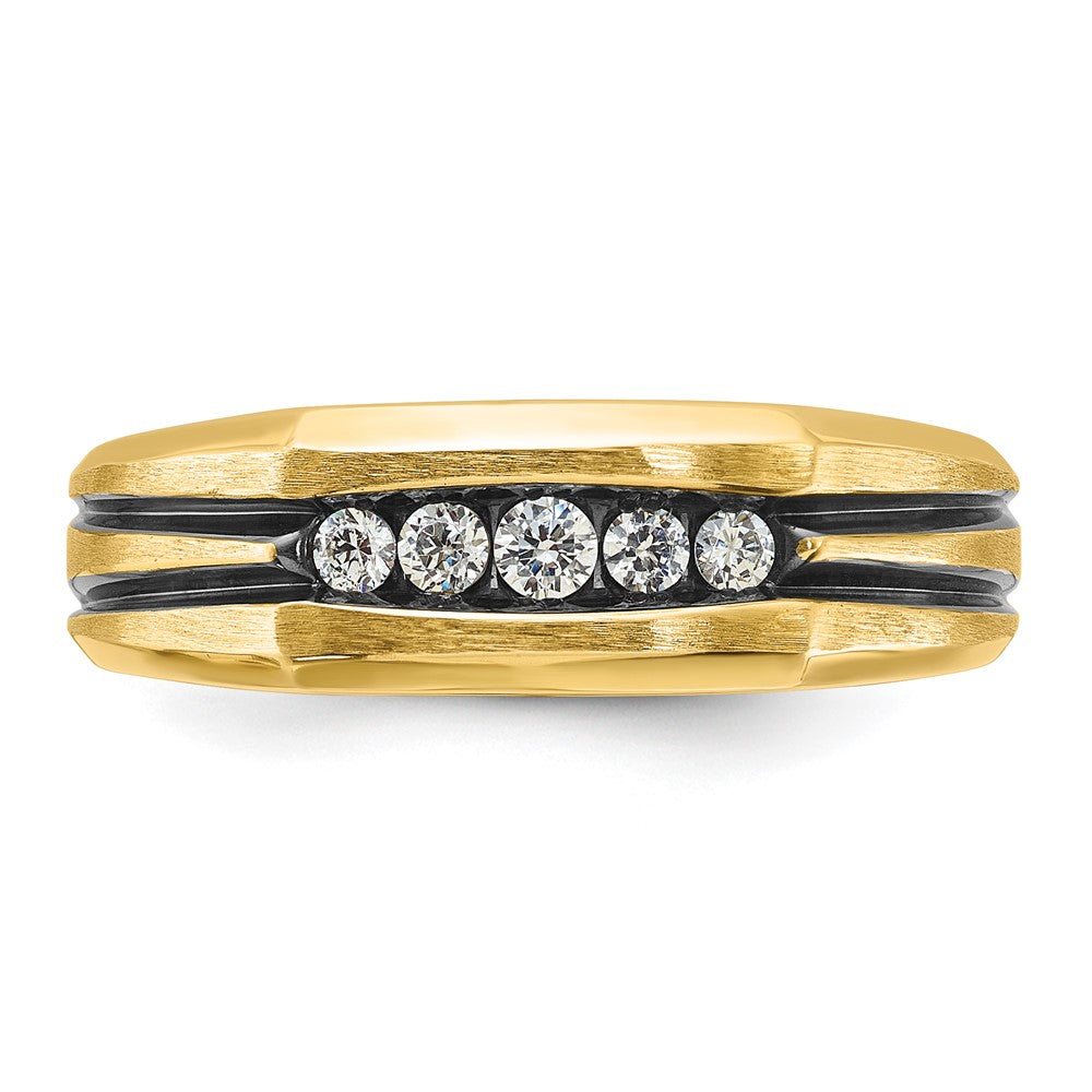 14k Yellow Gold Men's Polished and Satin Diamond Ring Mounting