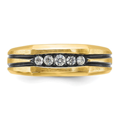 14k Yellow Gold Men's Polished and Satin Diamond Ring Mounting