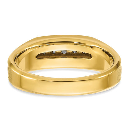 14k Yellow Gold Men's Polished and Satin Diamond Ring Mounting