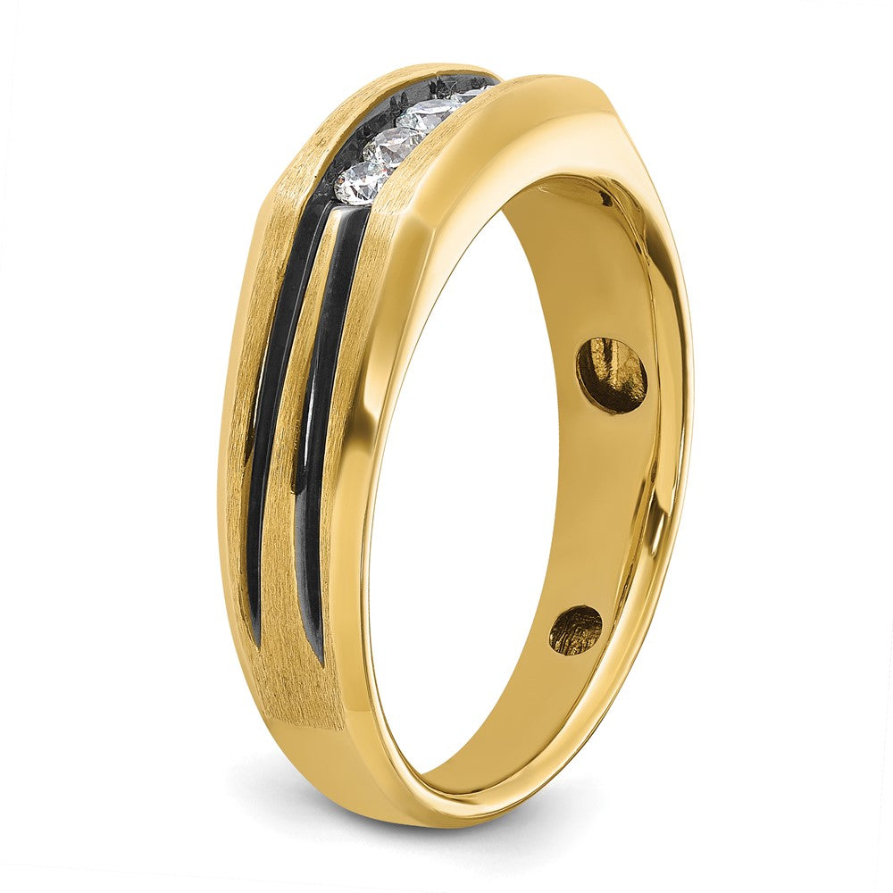 14k Yellow Gold Men's Polished and Satin Diamond Ring Mounting