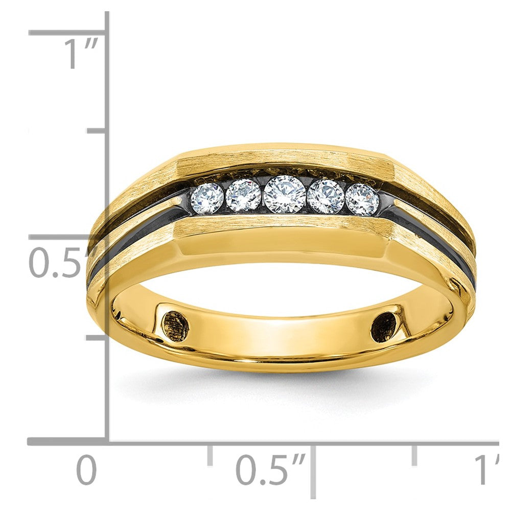 14k Yellow Gold Men's Polished and Satin Diamond Ring Mounting