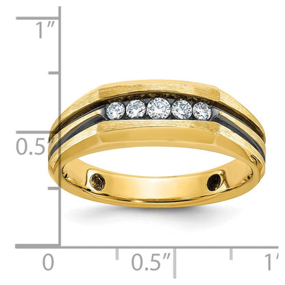 14k Yellow Gold Men's Polished and Satin Diamond Ring Mounting