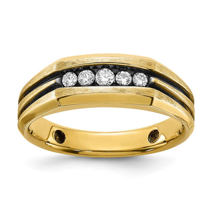 14k Yellow Gold Men's Polished and Satin Diamond Ring Mounting