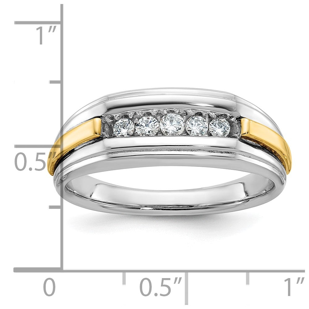 14k Two-tone Gold Men's Polished and Satin Diamond Ring Mounting
