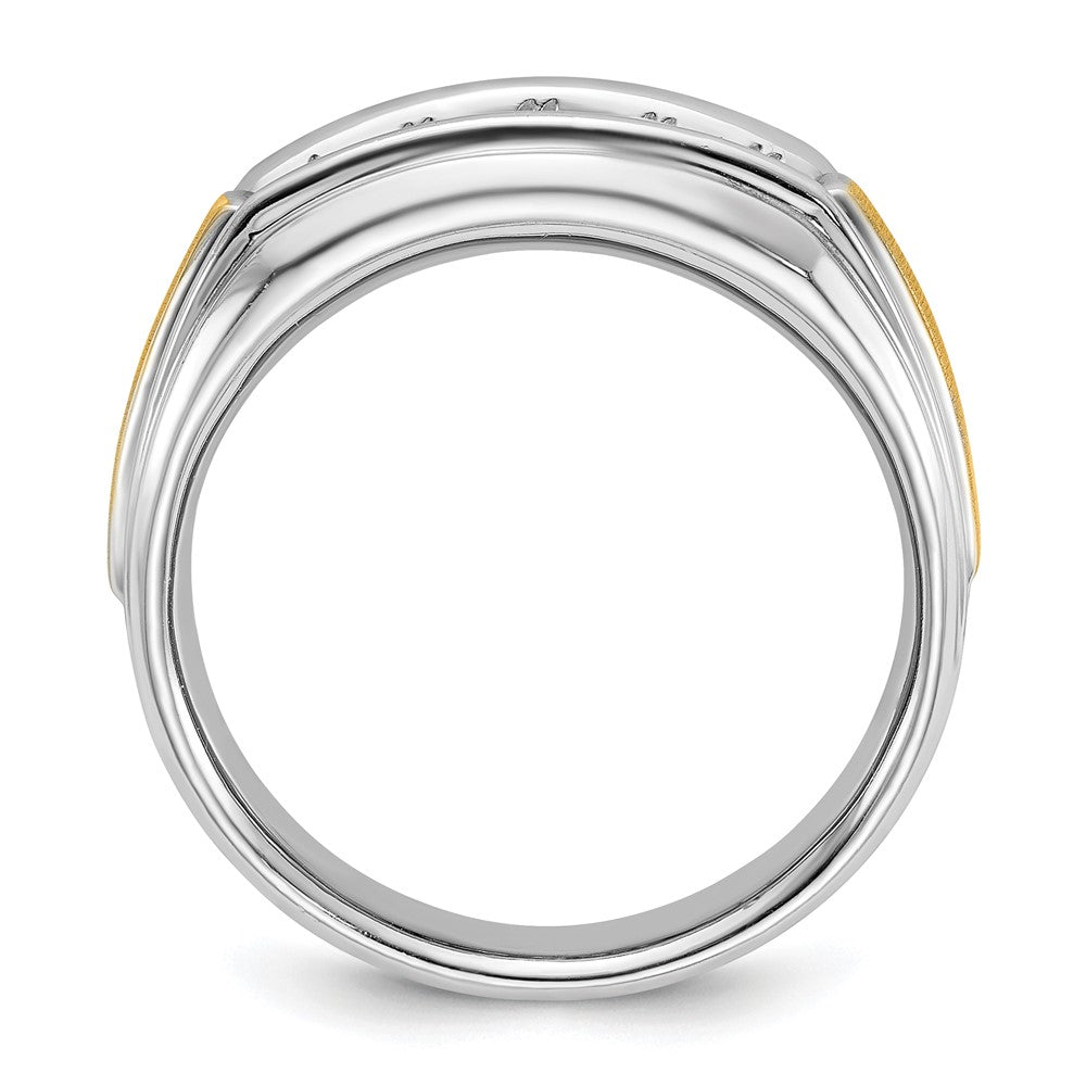 14k Two-tone Gold Men's Polished and Satin 1/2 carat Diamond Complete Ring