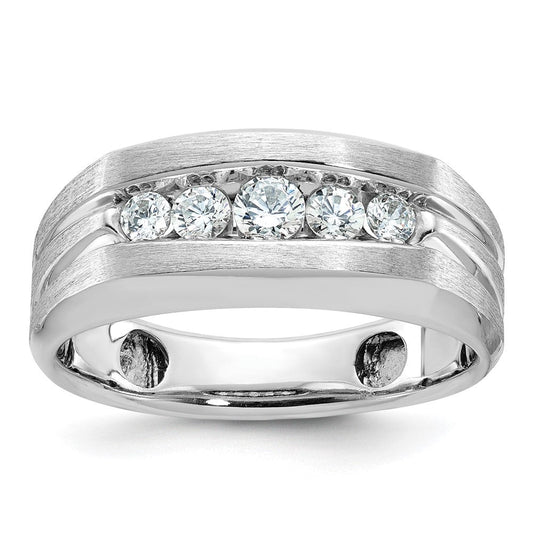 14k White Gold Men's Satin Finish Diamond Ring Mounting