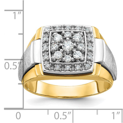 14k Two-tone Gold Men's Polished and Satin Diamond Ring Mounting