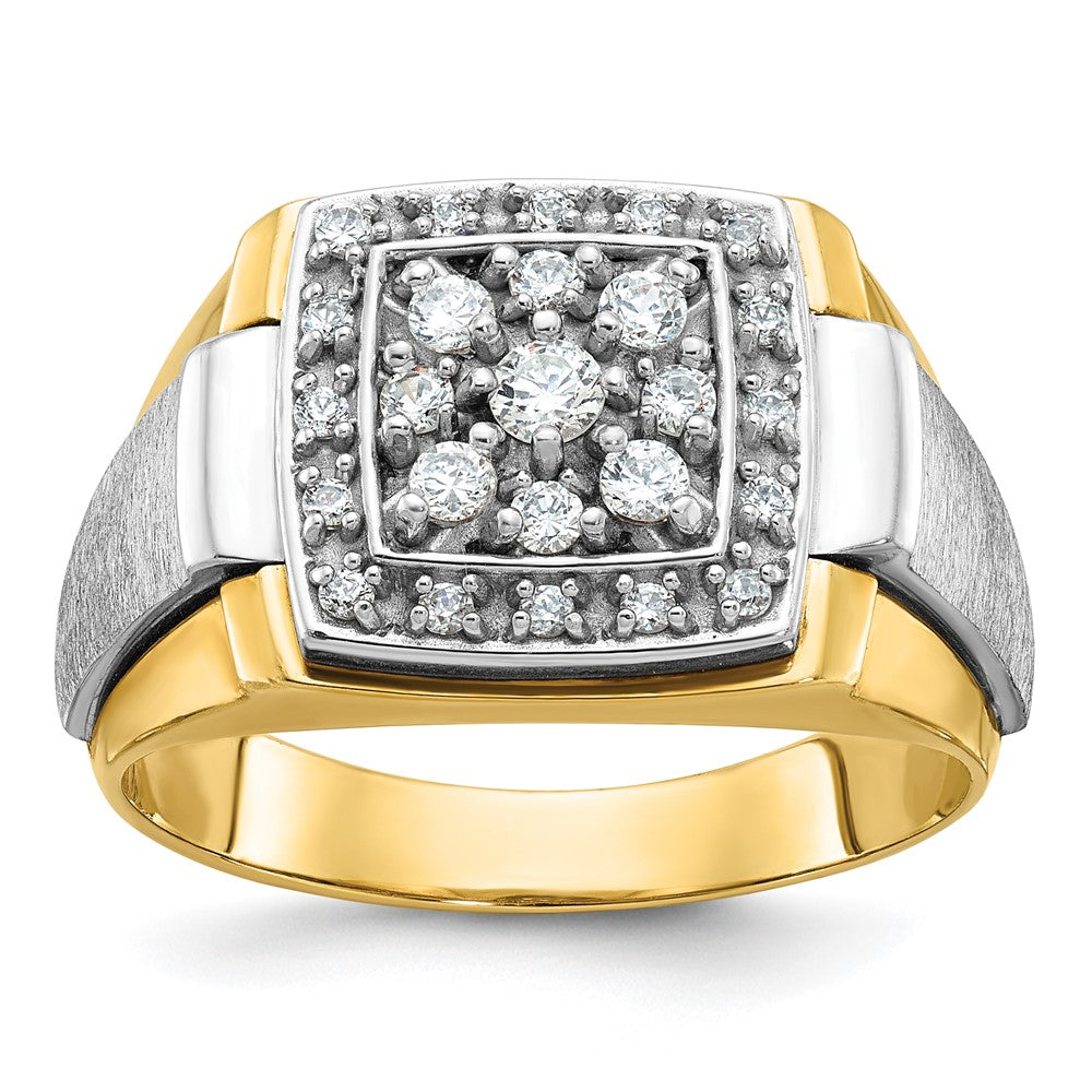 14k Two-tone Gold Men's Polished and Satin Diamond Ring Mounting