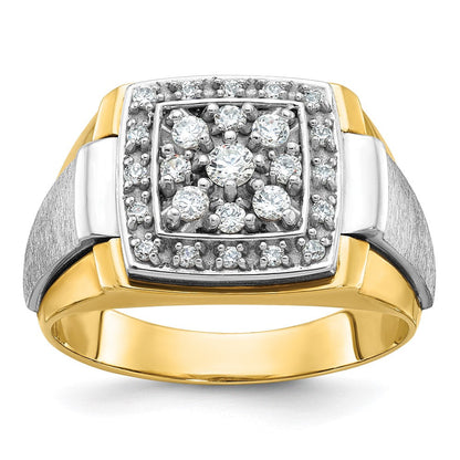 14k Two-tone Gold Men's Polished and Satin Diamond Ring Mounting