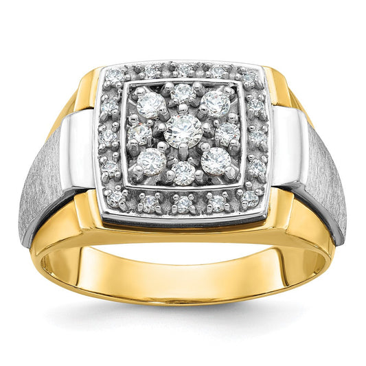 14k Two-tone Gold Men's Polished and Satin Diamond Ring Mounting