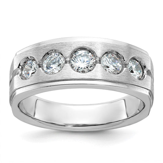 14k White Gold Men's Polished and Satin Diamond Ring Mounting
