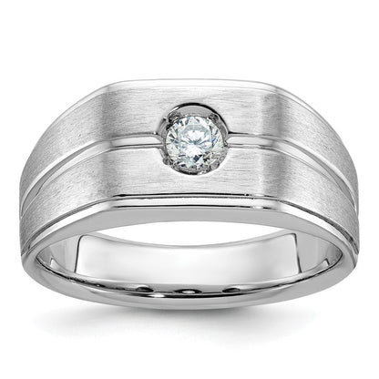 14k White Gold Men's Polished and Satin Diamond Ring Mounting
