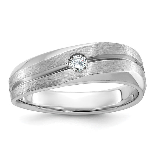 14k White Gold Men's Polished and Satin Diamond Ring Mounting