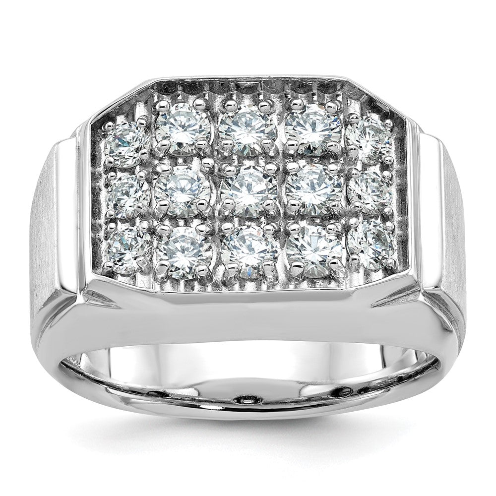 14k White Gold Men's Polished and Satin Diamond Ring Mounting