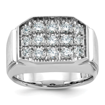 14k White Gold Men's Polished and Satin Diamond Ring Mounting