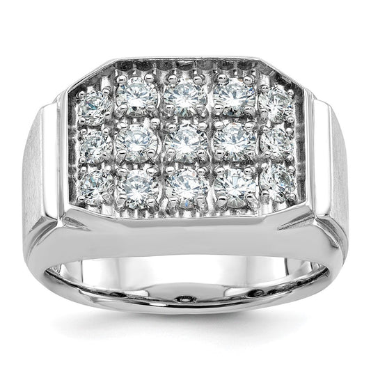14k White Gold Men's Polished and Satin Diamond Ring Mounting