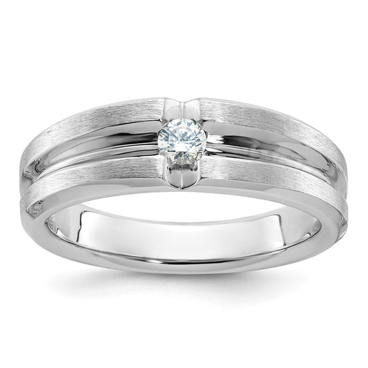 14k White Gold Men's Polished and Satin Diamond Ring Mounting