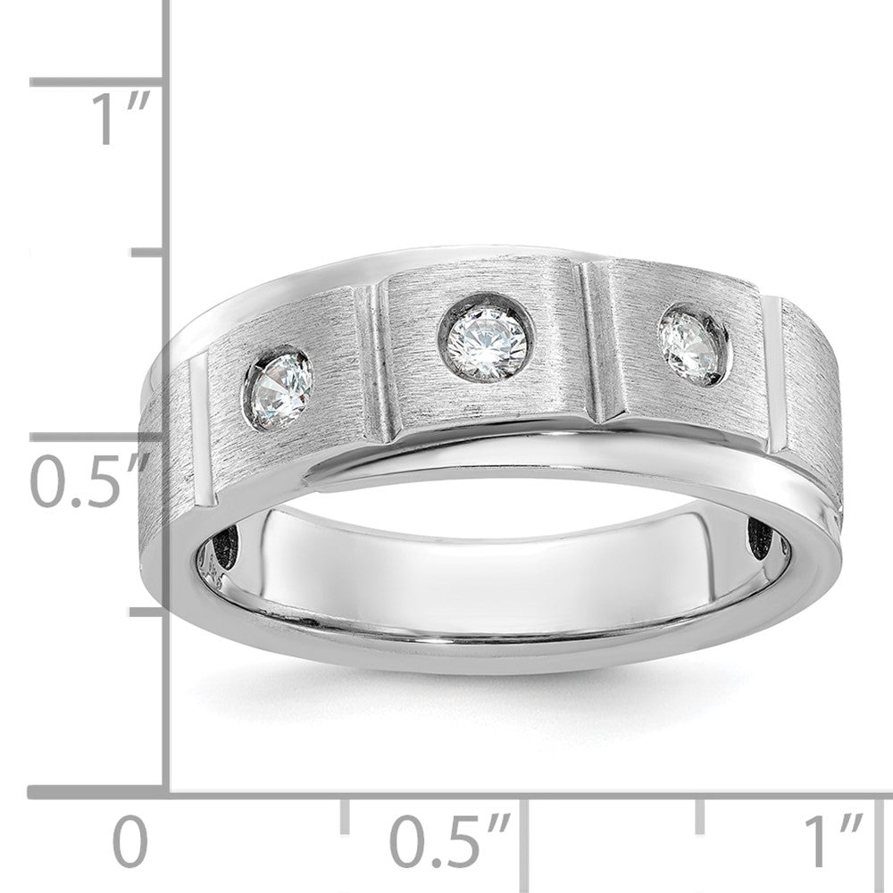 14k White Gold Men's Polished and Satin Diamond Ring Mounting