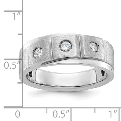 14k White Gold Men's Polished and Satin Diamond Ring Mounting