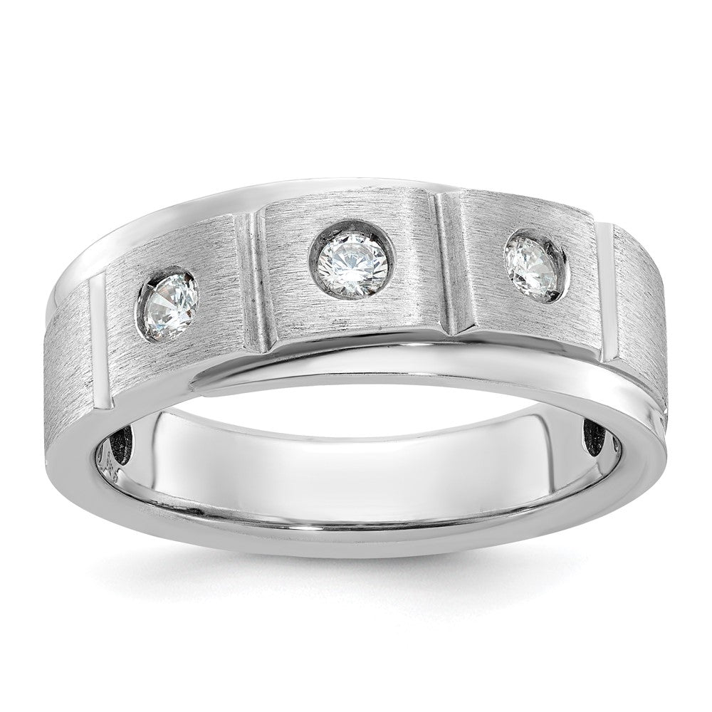 14k White Gold Men's Polished and Satin Diamond Ring Mounting