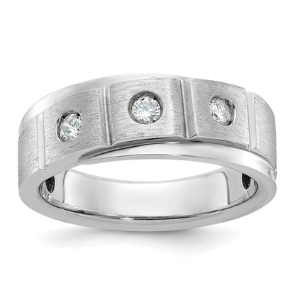 14k White Gold Men's Polished and Satin Diamond Ring Mounting