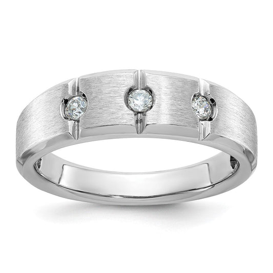 14k White Gold Men's Polished and Satin Diamond Ring Mounting