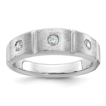 14k White Gold Men's Polished and Satin Diamond Ring Mounting