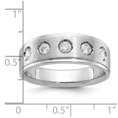 14k White Gold Men's Polished and Satin Diamond Ring Mounting