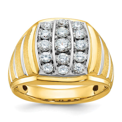 14k Two-tone Gold Men's Polished and Satin Diamond Ring Mounting