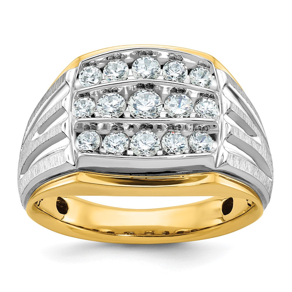 14k Two-tone Gold Men's Polished and Satin Diamond Ring Mounting