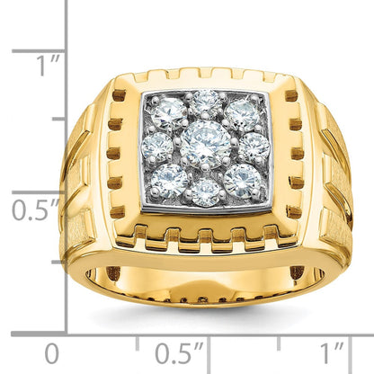 14k Two-tone Gold Men's Polished and Satin 1 carat Diamond Complete Ring