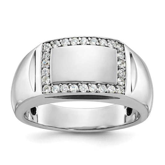 14k White Gold Men's Polished and Satin Diamond Ring Mounting