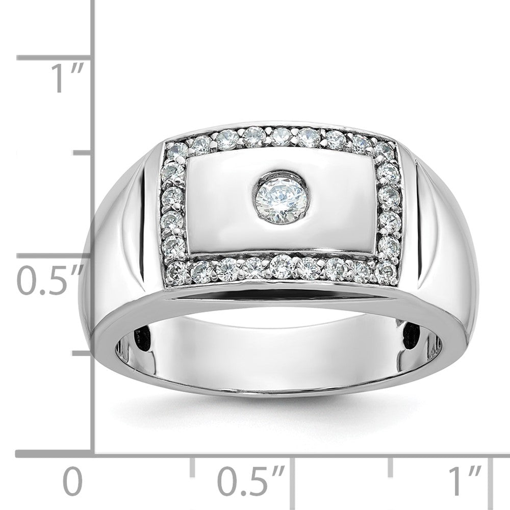 14k White Gold Men's 1/2 carat Diamond Complete Ring