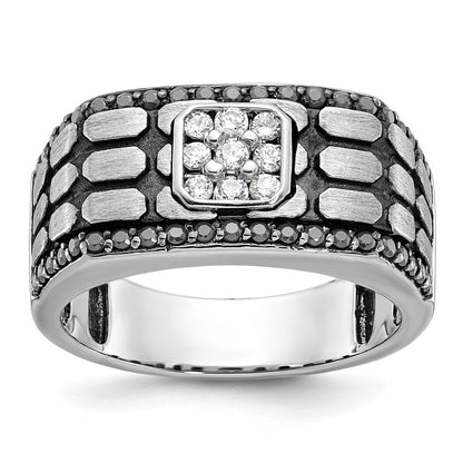 14k White Gold Men's Cobblestone Satin Diamond Ring Mounting