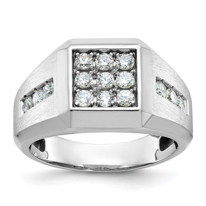 14k White Gold Men's Polished and Satin Diamond Ring Mounting
