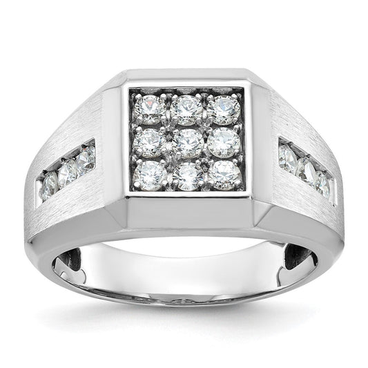 14k White Gold Men's Polished and Satin Diamond Ring Mounting