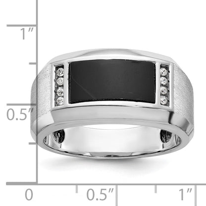 14k White Gold Men's Satin Onyx and Diamond Ring Mounting