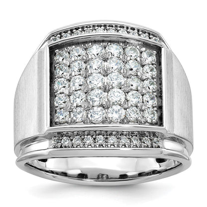 14k White Gold Men's Polished and Satin Diamond Ring Mounting